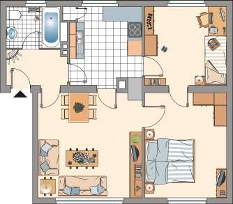 Etagenwohnung Bonn Südstadt - 3 Zimmer, 58 m&sup2;, 699&euro; | Angebot:27485674
