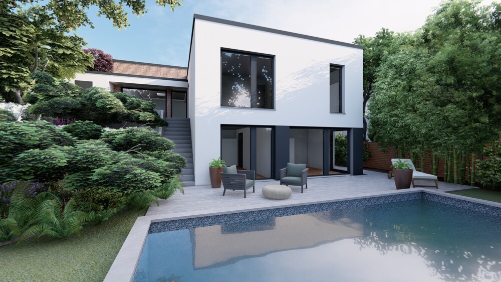 Exklusive Bauhausvilla in ruhiger Bestlage - moderner Luxusbungalow mit Garten und Garage - Villa Bensberg Bensberg | Angebot:27459752