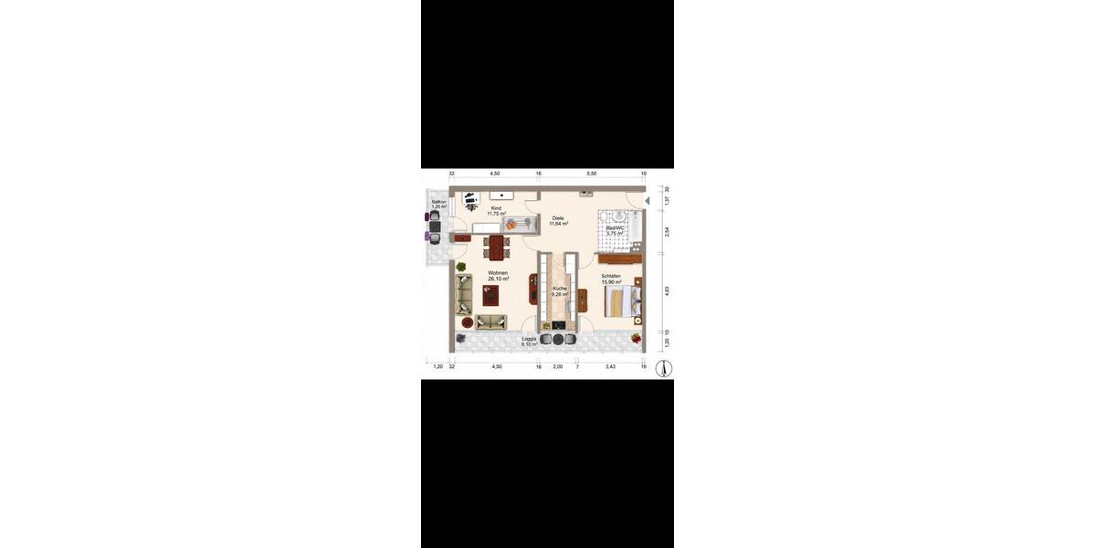 Etagenwohnung Sankt Augustin - 3 Zimmer, 90 m&sup2;, 255.000&euro; | Angebot:27481010