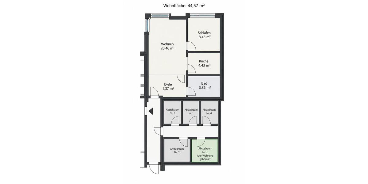 Etagenwohnung Köln Lindenthal - 2 Zimmer, 45 m&sup2;, 229.000&euro; | Angebot:27489522