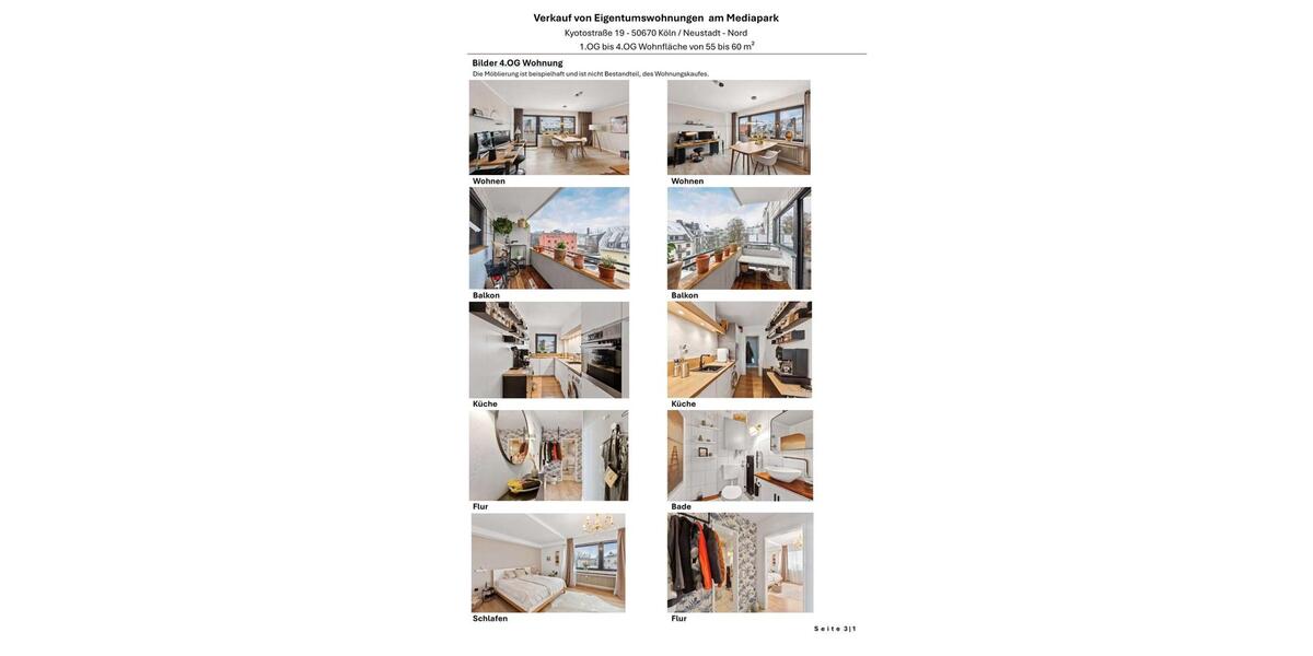 Etagenwohnung Köln Innenstadt - 2 Zimmer, 55 m&sup2;, 275.000&euro; | Angebot:27492393