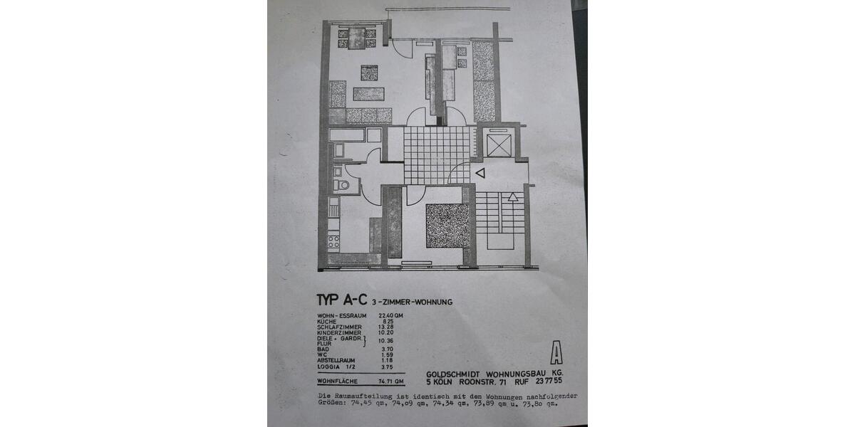 Etagenwohnung Köln Heimersdorf - 3 Zimmer, 75 m&sup2;, 280.000&euro; | Angebot:27425947
