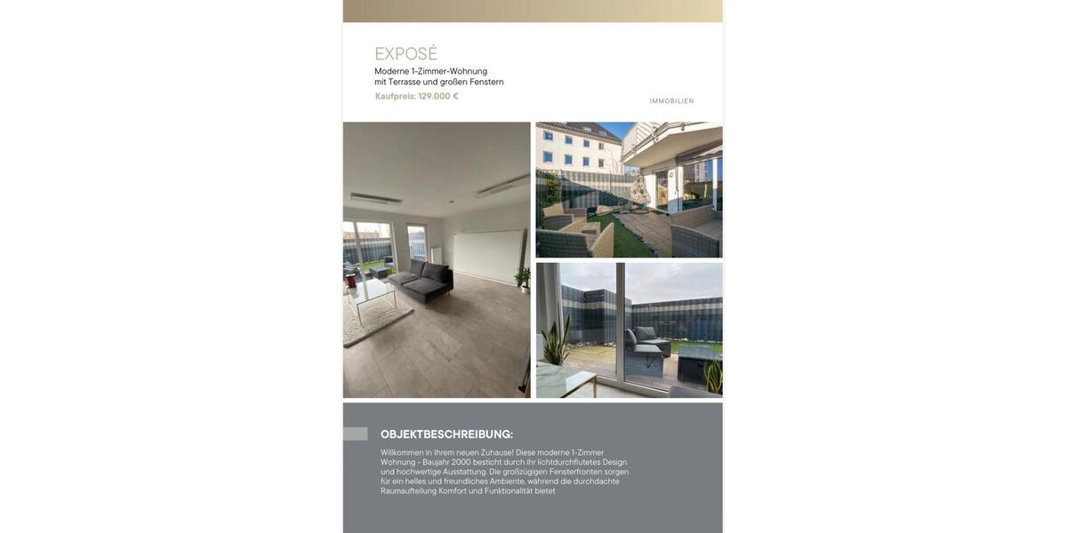 Erdgeschoßwohnung Remscheid - 1 Zimmer, 29 m&sup2;, 129.000&euro; | Angebot:27472256