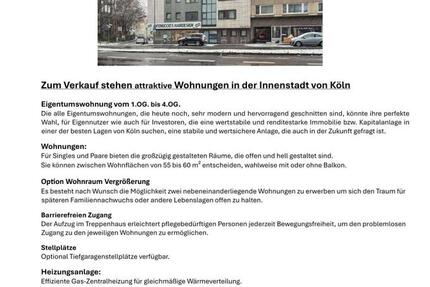 Wohnung Köln Innenstadt - 2 Zimmer, 55 m&sup2;, 275.000&euro; | Angebot:27492393