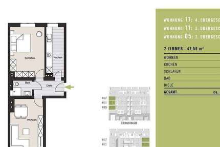 Wohnung Köln Bilderstöckchen - 2 Zimmer, 48 m&sup2;, 279.000&euro; | Angebot:27212276