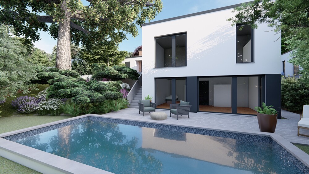 Exklusive Bauhausvilla in ruhiger Bestlage - moderner Luxusbungalow mit Garten und Garage - Villa Bensberg Bensberg | Angebot:27459752